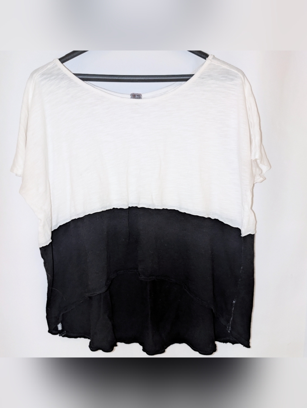 We The Free Two-Tone Scoop Neck Short Sleeve Top in White and Black